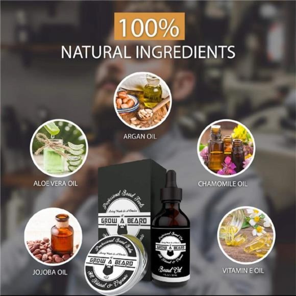 Beard Brush, Beard Comb, Beard Oil, & Beard Balm Grooming Kit for Men's Care - Picture 5 of 7